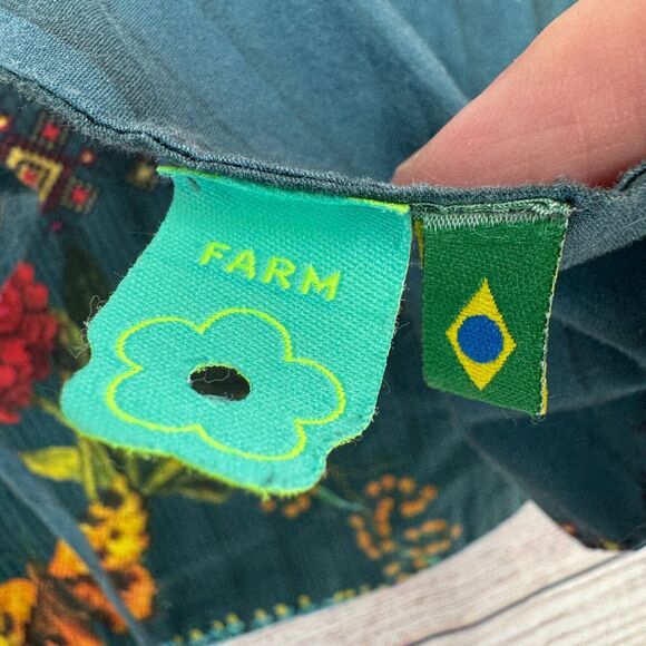 Farm Rio Floral Bandeau Crop Top Women's Size Petite Small Green/Blue/Red/Pink - Picture 7 of 10